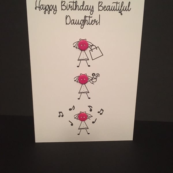 Female Buttons Birthday Card for Mum, Grandma, Sister, Auntie, Friend