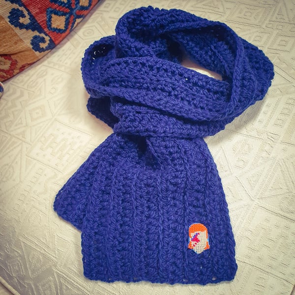 Scarf Dark Blue Handmade Knitted David Bowie Scarf