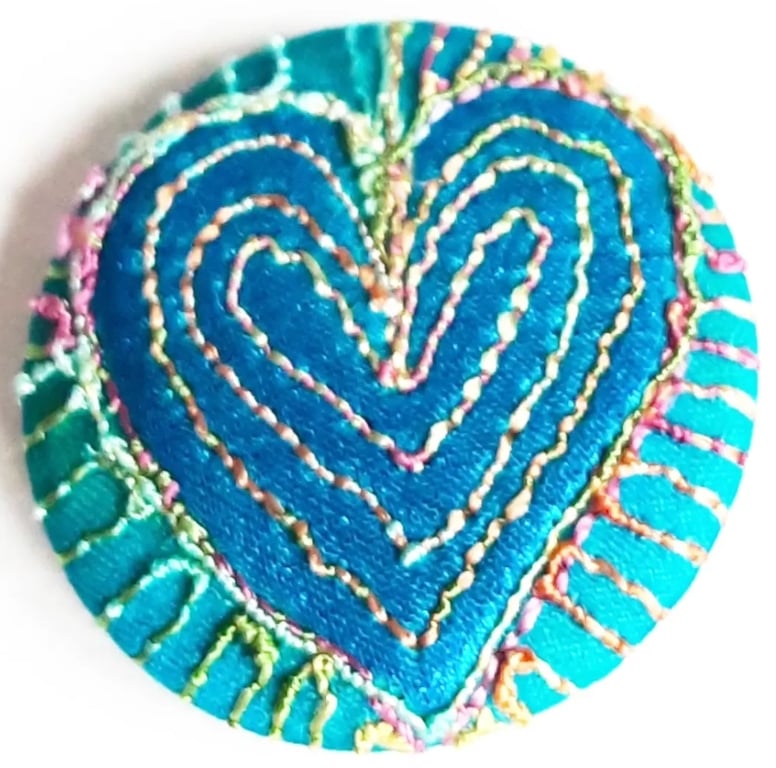 Buttons 1 inch button Hand Dyed Silks and Cottons Free Machine Embroidery Button