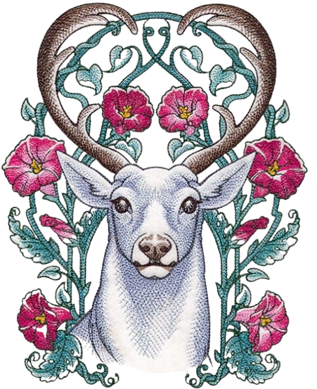 Ornate Embroidered Stag’s Head Patch Woodland Deer Crest in 3 Sizes