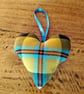 Hanging Heart decoration in wool Cornish Tartan - Image 4