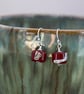 lampwork glass earrings dark red and ivory shards - Image 4