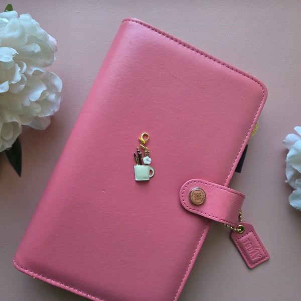 Planner Charm Cream Cute Stationery Cup Clip On Dangle Charm
