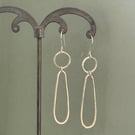 Silver drop earrings - organic shaped lightweight in recycled sterling silver
