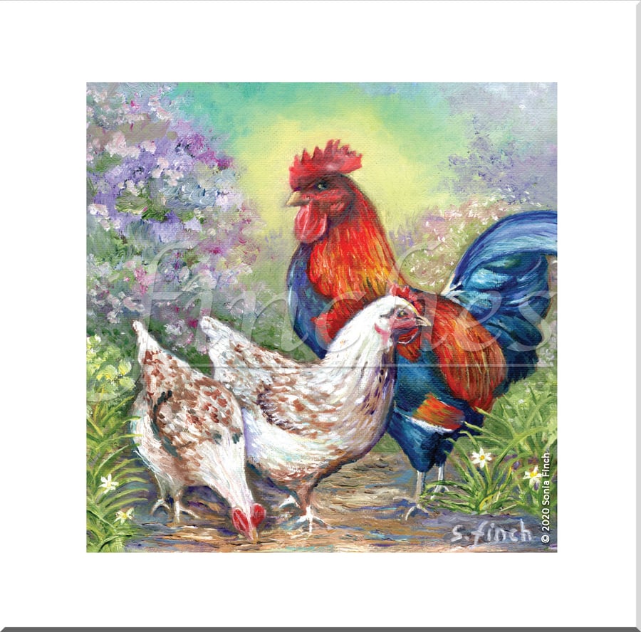 Spirit of Chicken - Blank Greeting Card with nature spirit totem message