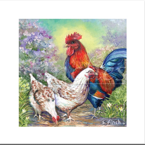 Spirit of Chicken - Blank Greeting Card with nature spirit totem message