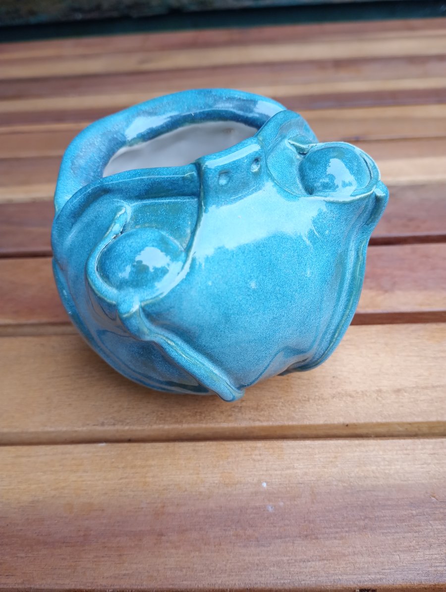 Green frog succulent planter 