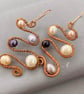 Multicoloured Cultured Pearl Copper Abstract Squiggle Dangle Earrings  - Image 5