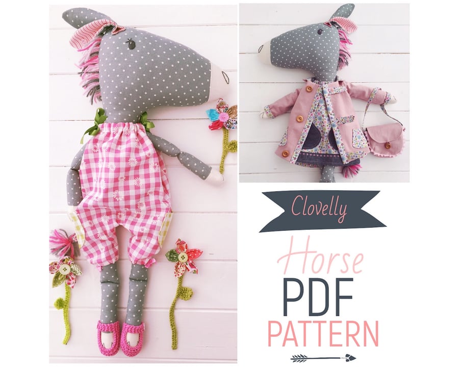 Digital PDF Sewing Pattern for Horse Doll 'Clov... Folksy