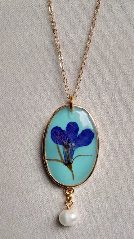 Real Flower Pendant Necklace Resin