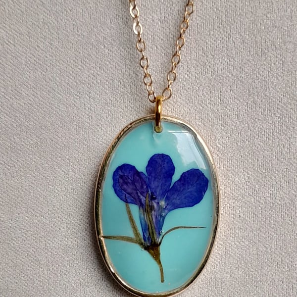 Real Flower Pendant Necklace Resin