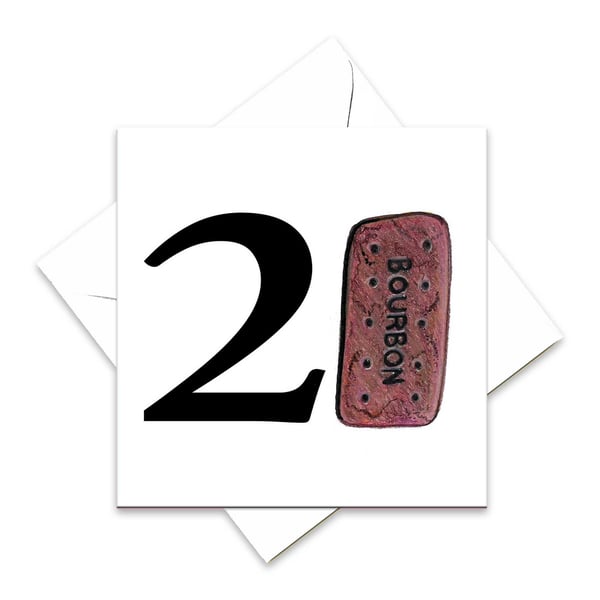 21st birthday card with bourbon biscuit