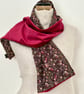 Liberty of London Print Long Scarf.Cotton Tana Lawn and Velvet  
