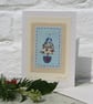 Little Tree, hand-stitched miniature textile on card with silver star at the top - Image 1