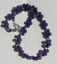 Purple Amethyst Crystal Gemstone Beaded Statement Necklace "Violet Joy" - Image 4