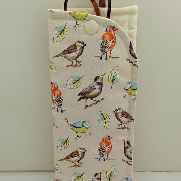 Birds fabric glasses case.