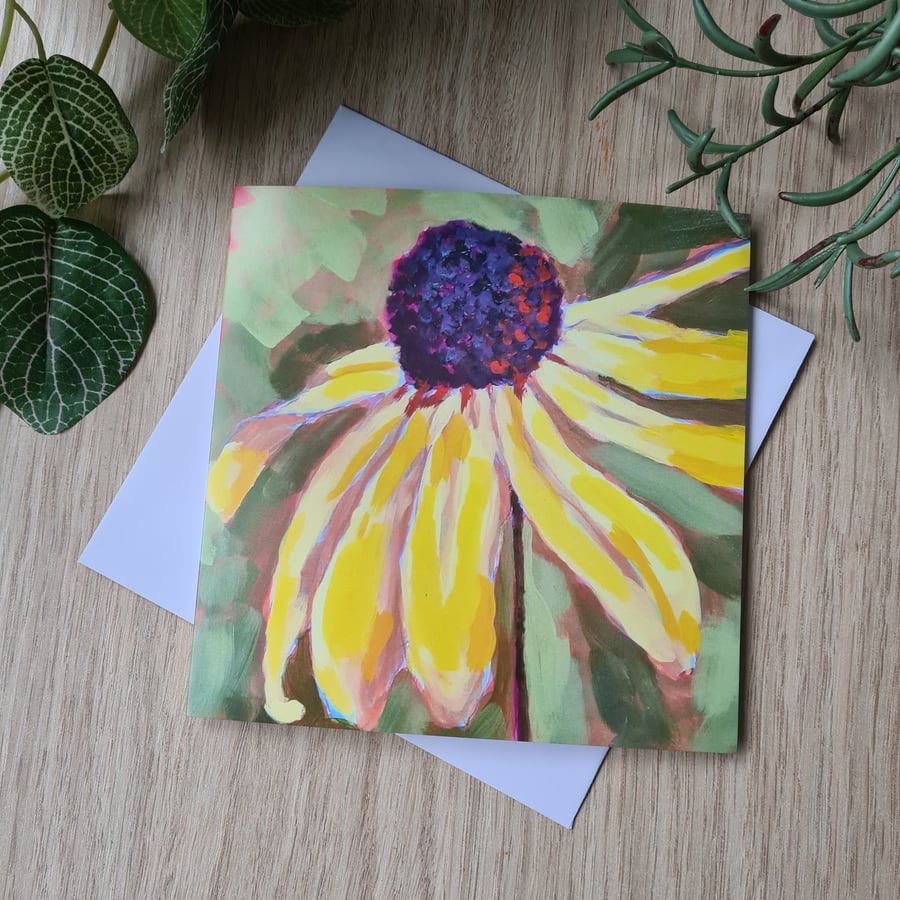 Black eyed susan painting printed card