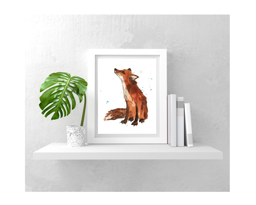 Tender Watercolour Fox Print