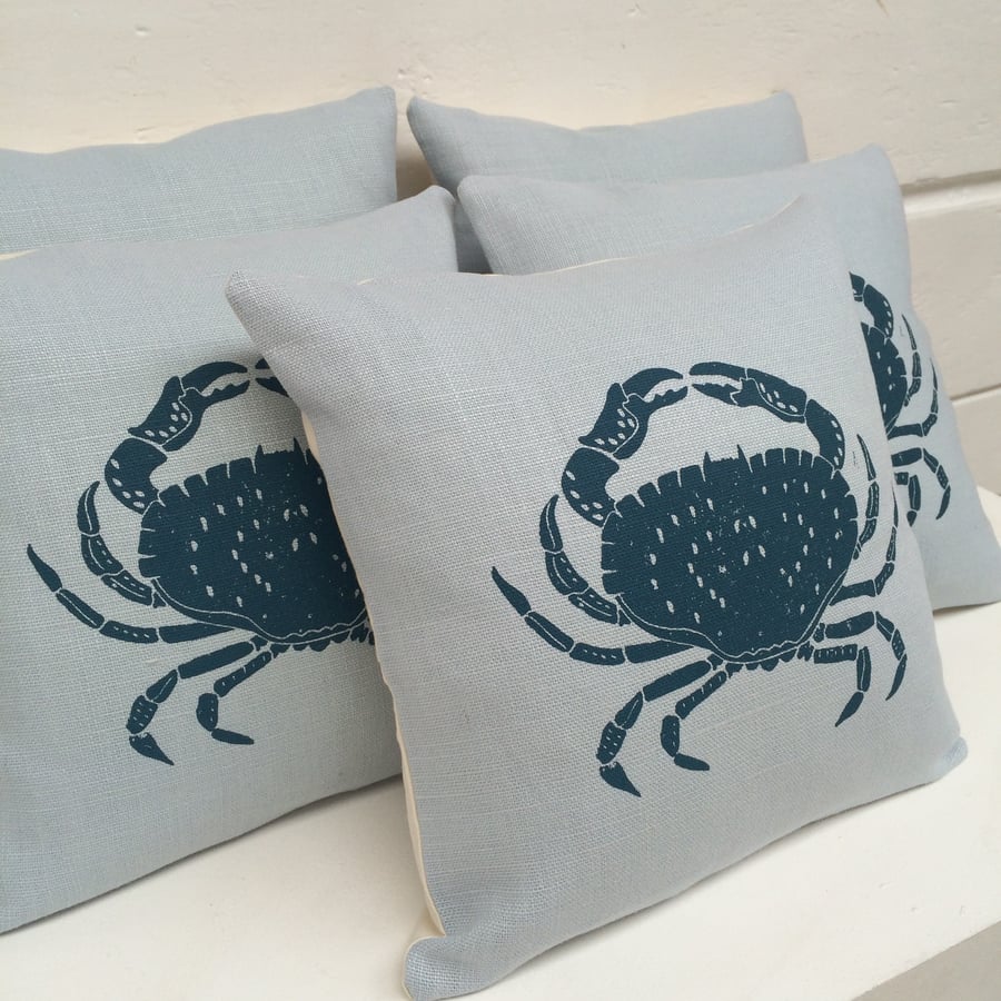 Screen printed crab cushion NEW PRICE