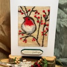Robin On The Berry Branches - Christmas Card