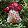Felt Fairy House in Cranberry and Beige 