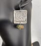 Sterling silver large square earrings with earthy turquoise dangles. - Image 2
