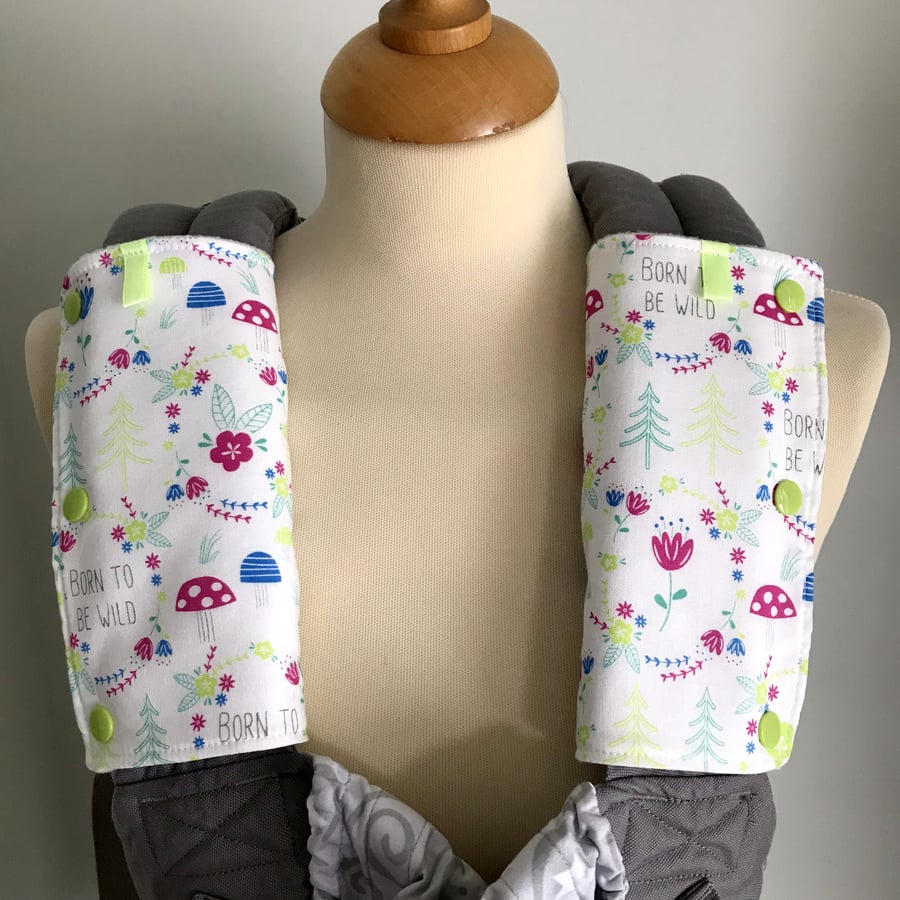 TEETHING PADS Strap Covers for ERGO Baby Carrier in Born to be Wild Fabric