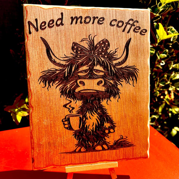 Need more coffee. Bespoke wooden plaque 