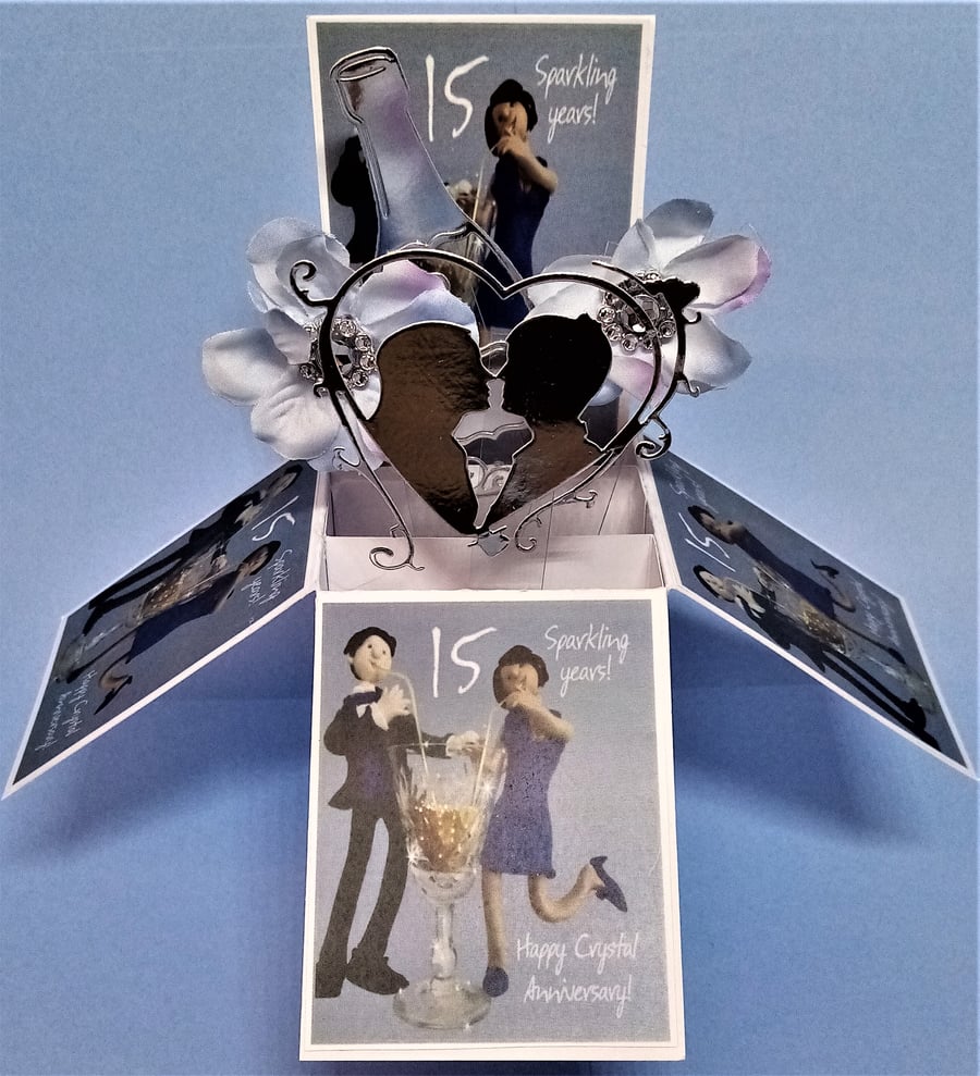 15th Crystal Wedding Anniversary Card