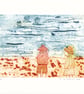 A day at the beach part 2 - Original Collagraph Print .  Seaside Art - Image 1