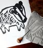 Badger - lino cut print - Image 2