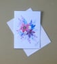 hand painted floral blank greetings card ( ref FA 503 D2 )
