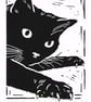 Black Cat Mousing - Original Hand Pulled Linocut Print - Image 1