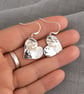 Silver Heart Earrings Aluminium, Hammered Artisan Drop Earrings, Minimalist