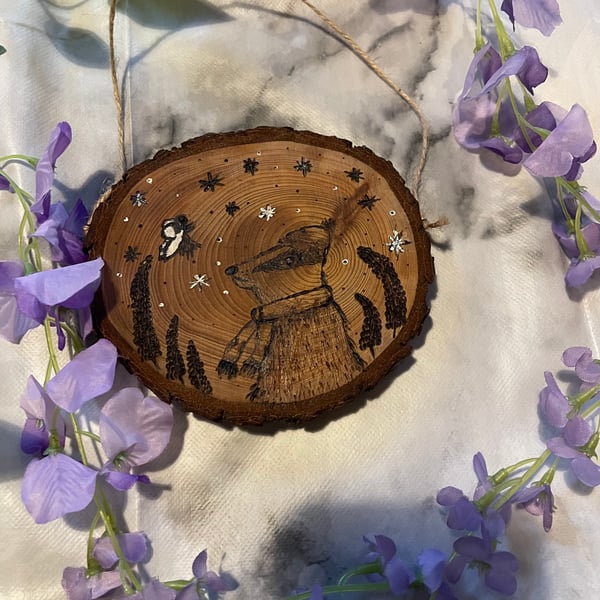 Pyrography- Mr Badger’s frosty walk 