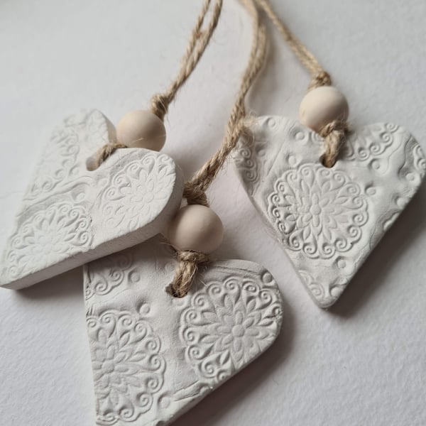 FREE DELIVERY set of 3 heart clay hanging decoration oil diffuser 