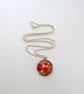 Poppy Pendant with Chain Necklace, Arty Jewellery with Red Flowers  - Image 2