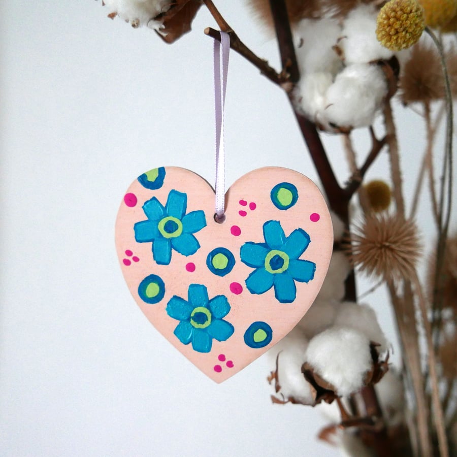 Pink Heart, Turquoise Flowers, Valentine's Decor, Easter Decoration