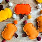 Felt Pumpkin and Felt Ball Garland - Autumn Gourd Bunting in Oranges and Yellows