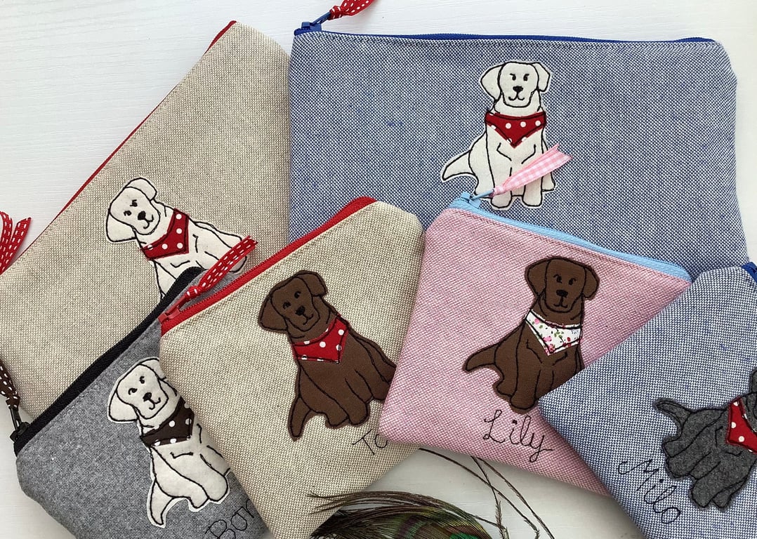 Labrador Golden Retriever Dog Pencil Case - Personalised Doggy Pen Pouch