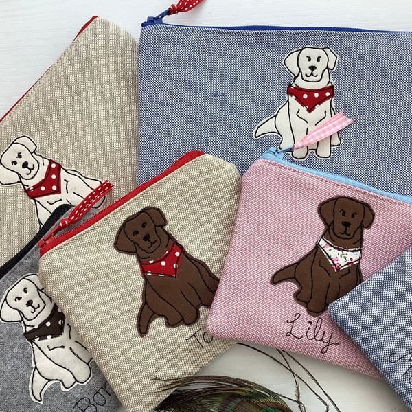 Labrador Golden Retriever Dog Pencil Case - Personalised Doggy Pen Pouch
