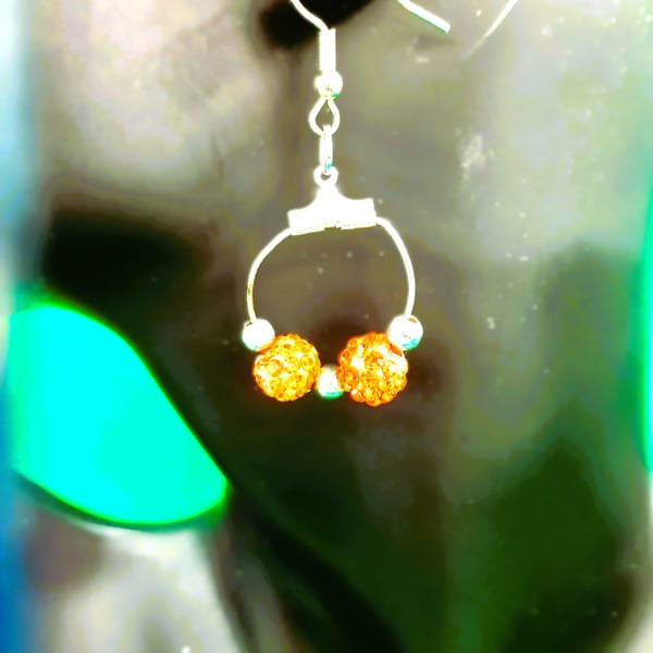 Bee Hoop Earrings with Colourful Glass Beads