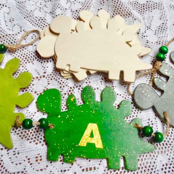 5 x Wooden Plaques   Unfinished 3mm Plywood Dinosaur Shape NOT laser cut