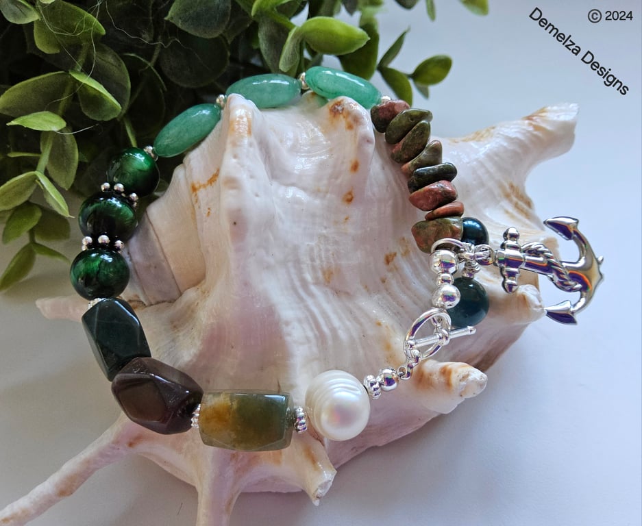  Multigemstone Chakra Designer Charm Bracelet 