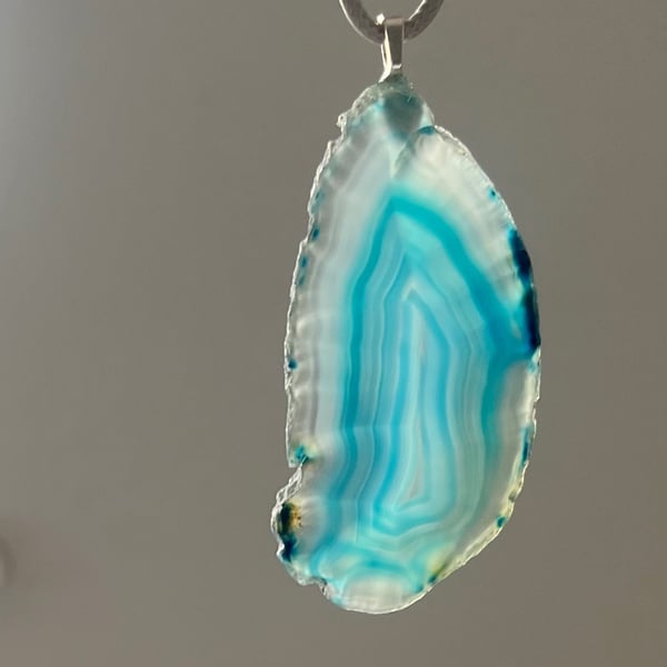 Aqua blue dyed agate necklace 