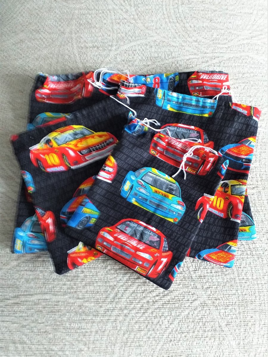 Pack of 4 Rally Car Drawstring Bags