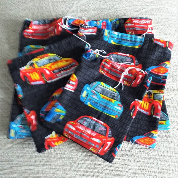 Pack of 4 Rally Car Drawstring Bags