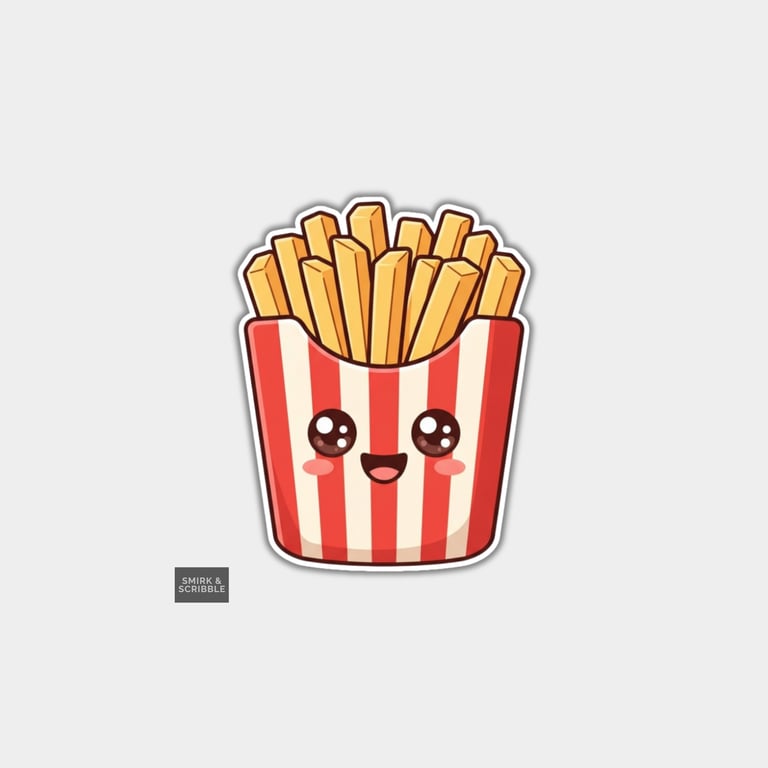 Funny Vinyl Die Cut Sticker For Adults - Cute Kawaii French Fries