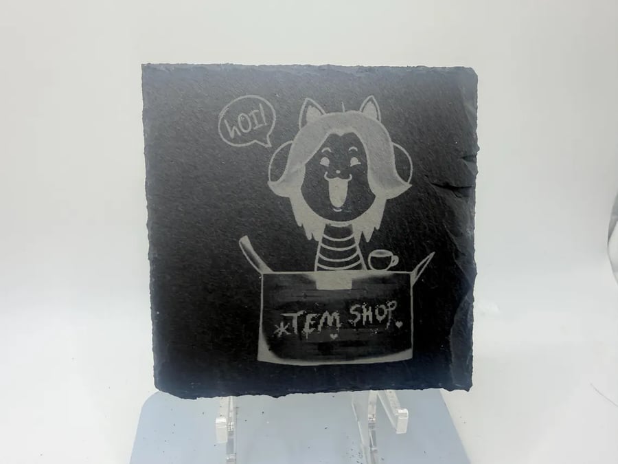 Undertale Tem Shop Laser Etched Coaster