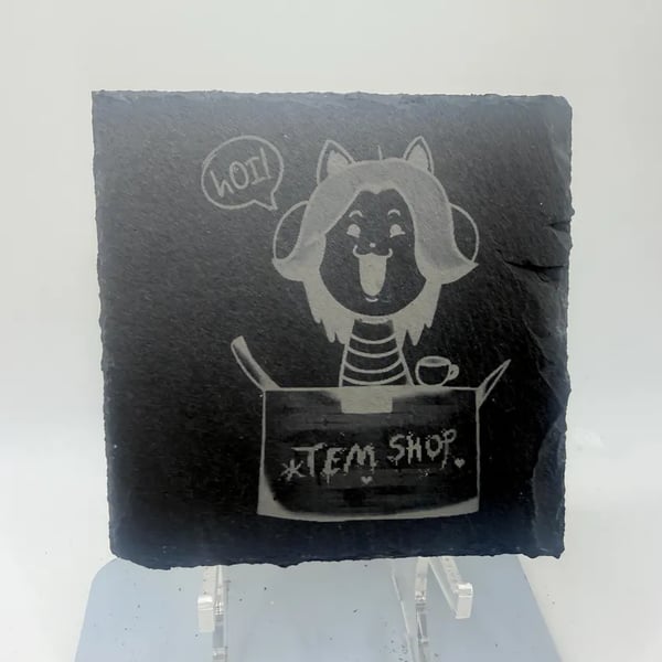 Undertale Tem Shop Laser Etched Coaster